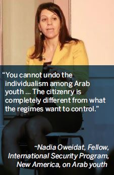 You cannot undo the individualism among Arab youth … The citizenry is completely different from what the regimes want to control.-Nadia Oweidat, Fellow, International Security Program, New America, on Arab youth