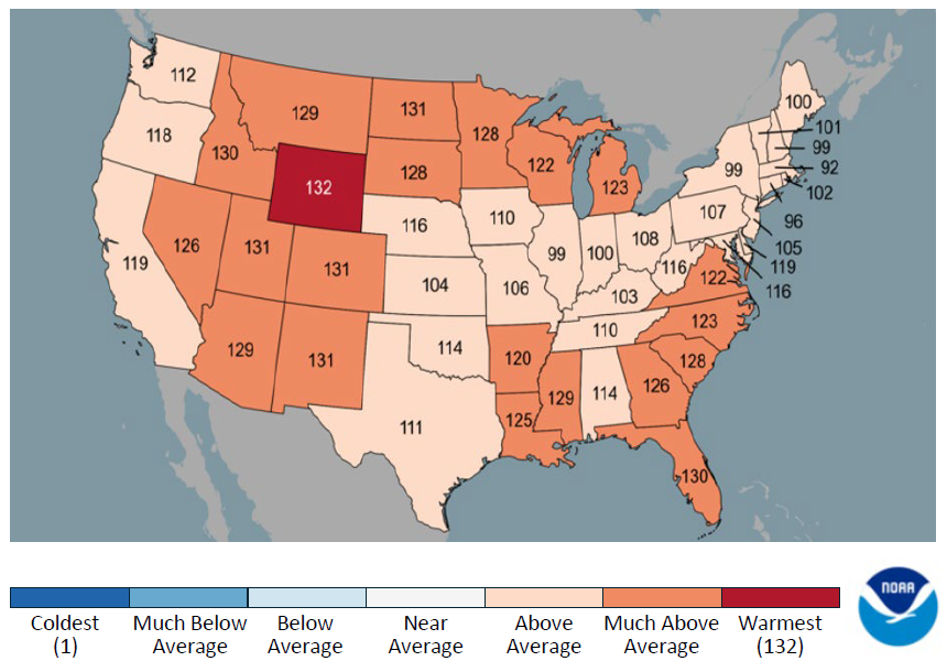 U.S. Temperature Rankings, 1895-2026