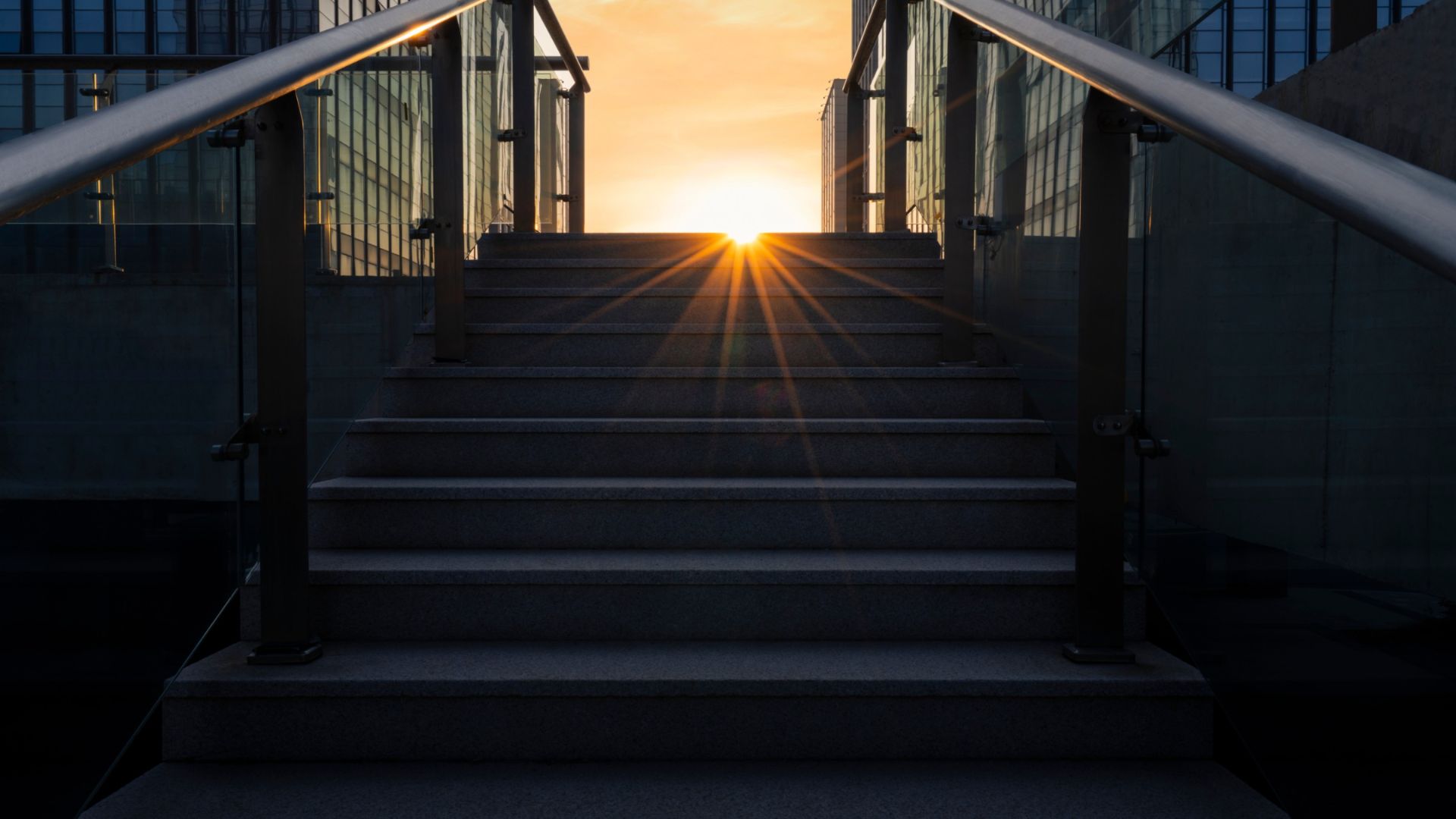 stairs with sunset backdrop